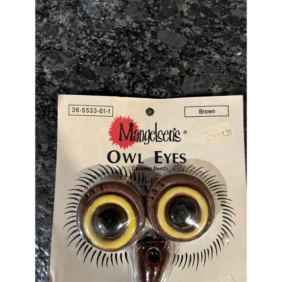 Vintage New Mangelsen’s Owl Eyes Ceramic Beads Brown Yellow NIP Macramé - Picture 3 of 3